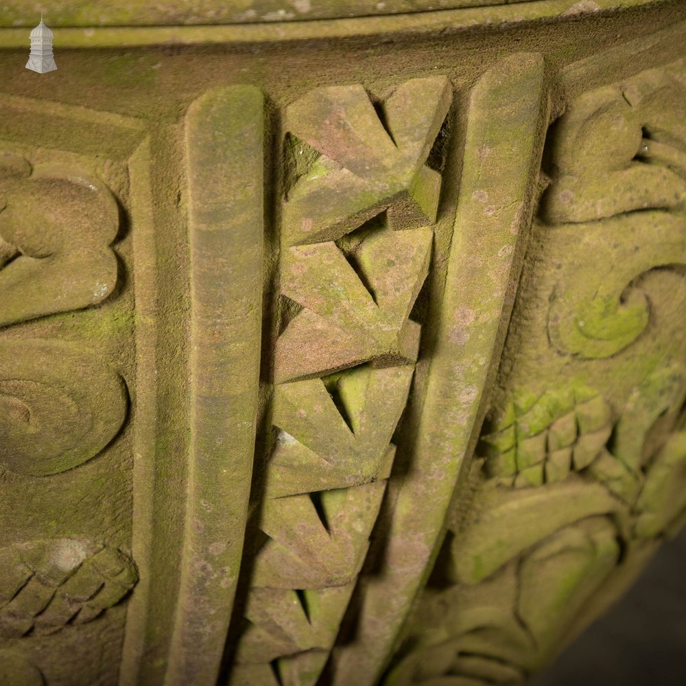 Sandstone Carved Font, Weathered Appearance