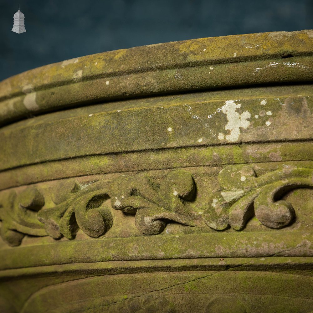 Sandstone Carved Font, Weathered Appearance