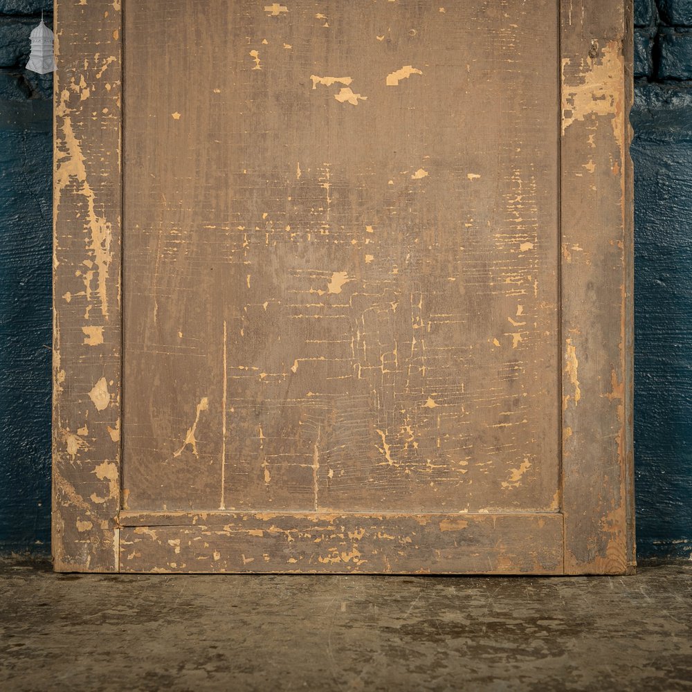 French Cupboard Door, 18th C Moulded 2 Panel Pine Door with Distressed Painted Finish