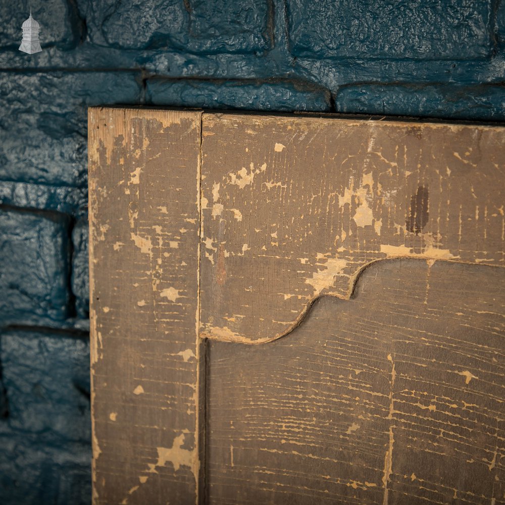 French Cupboard Door, 18th C Moulded 2 Panel Pine Door with Distressed Painted Finish