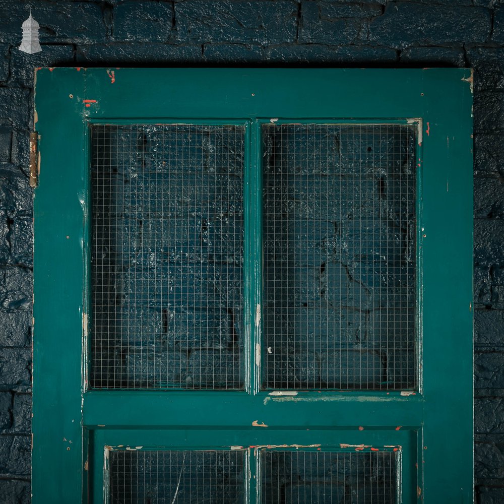 Half Glazed Door, Painted Pitch Pine Fitted with Wired Safety Glass