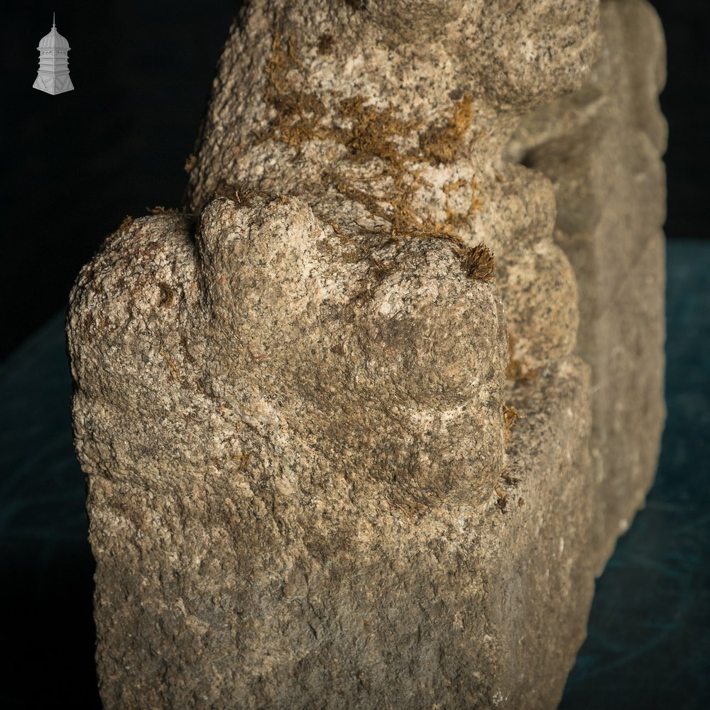 Antique Foo Dogs, Carved Granite, Pair