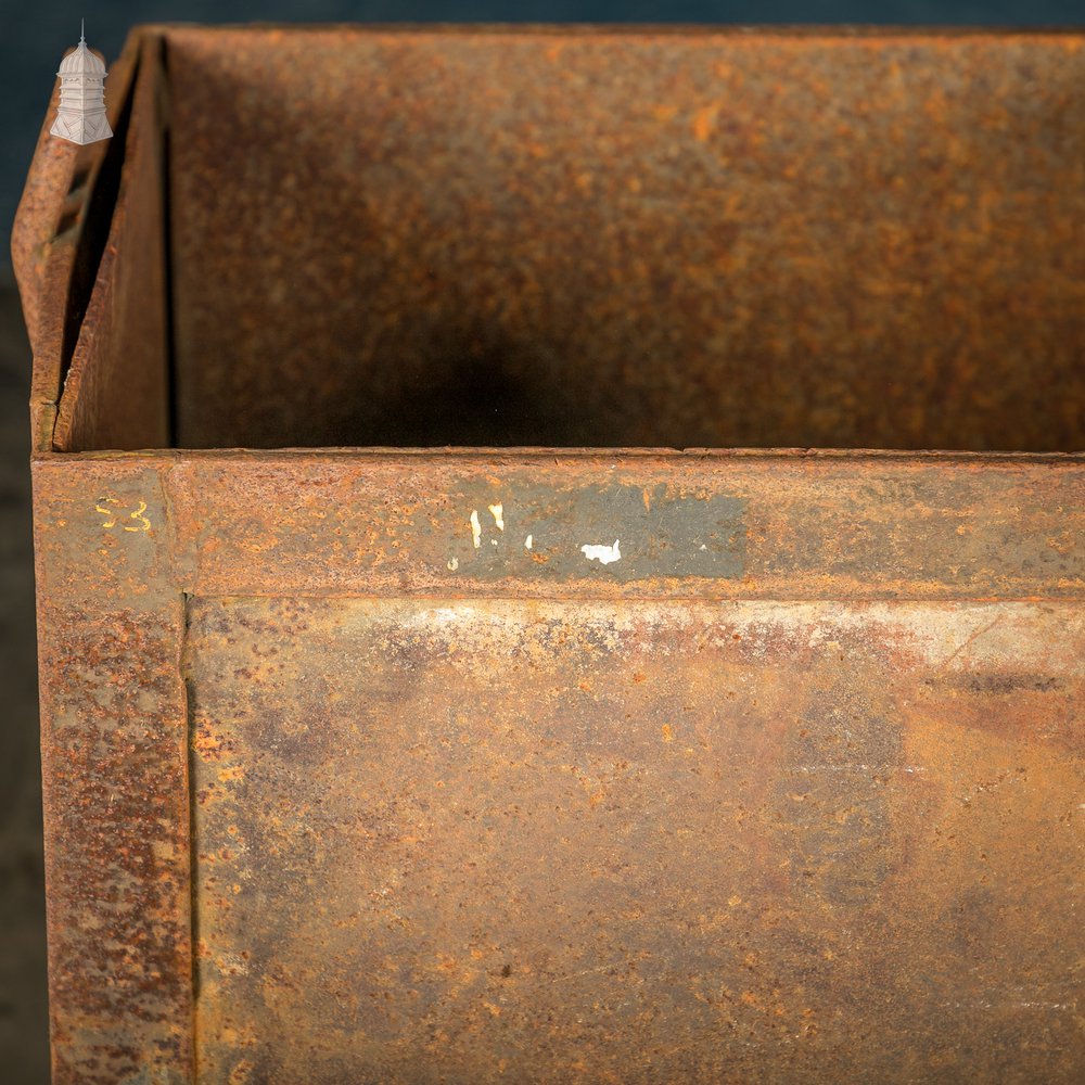 Workshop Bin Planters, Vintage Industrial Steel Parts Bins, Pair