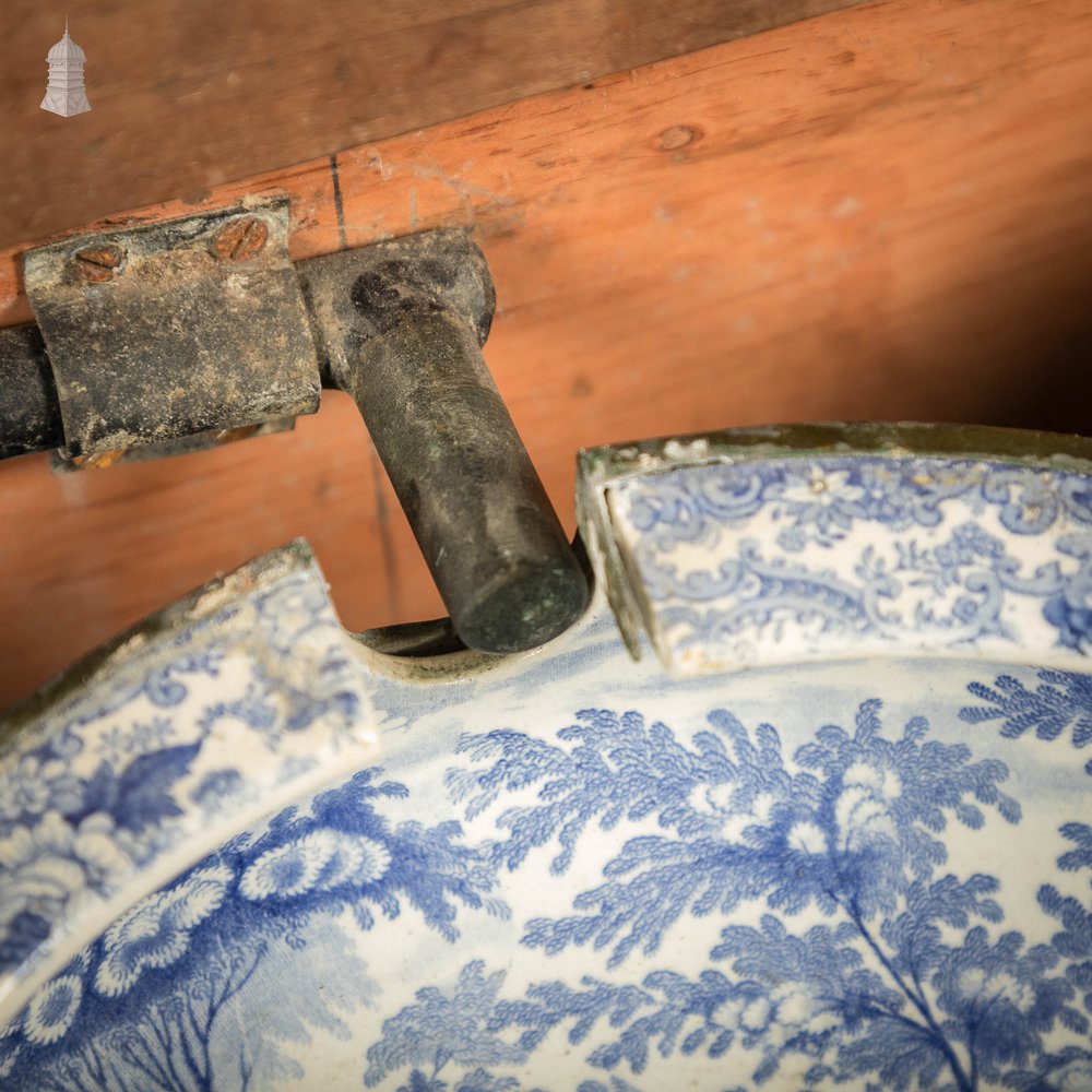 19th C Commode, Mahogany with Blue and White Glazed Ceramic Bowl