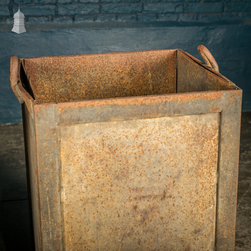 Workshop Bin Planters, Vintage Industrial Steel Parts Bins, Pair