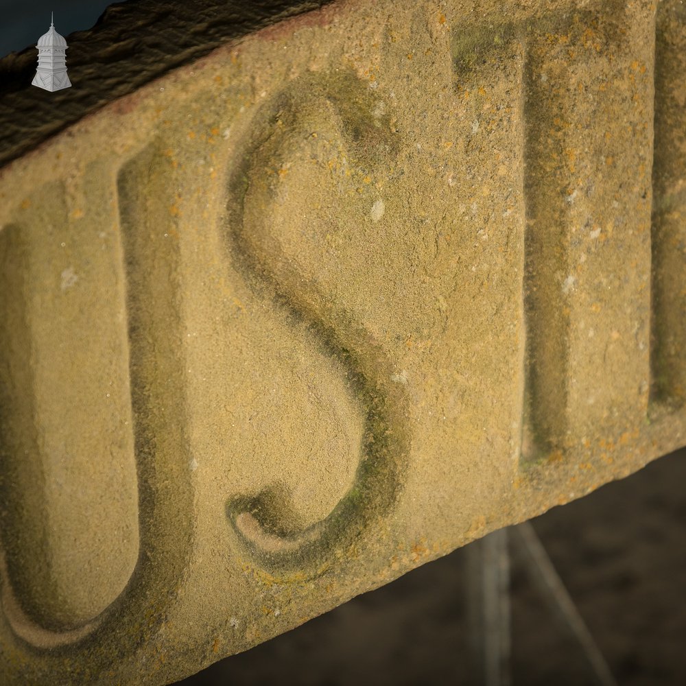 Industrial Door Head, Carved Stone Arched Overdoor Sign