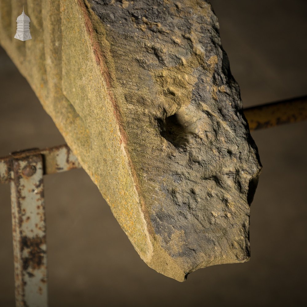 Industrial Door Head, Carved Stone Arched Overdoor Sign