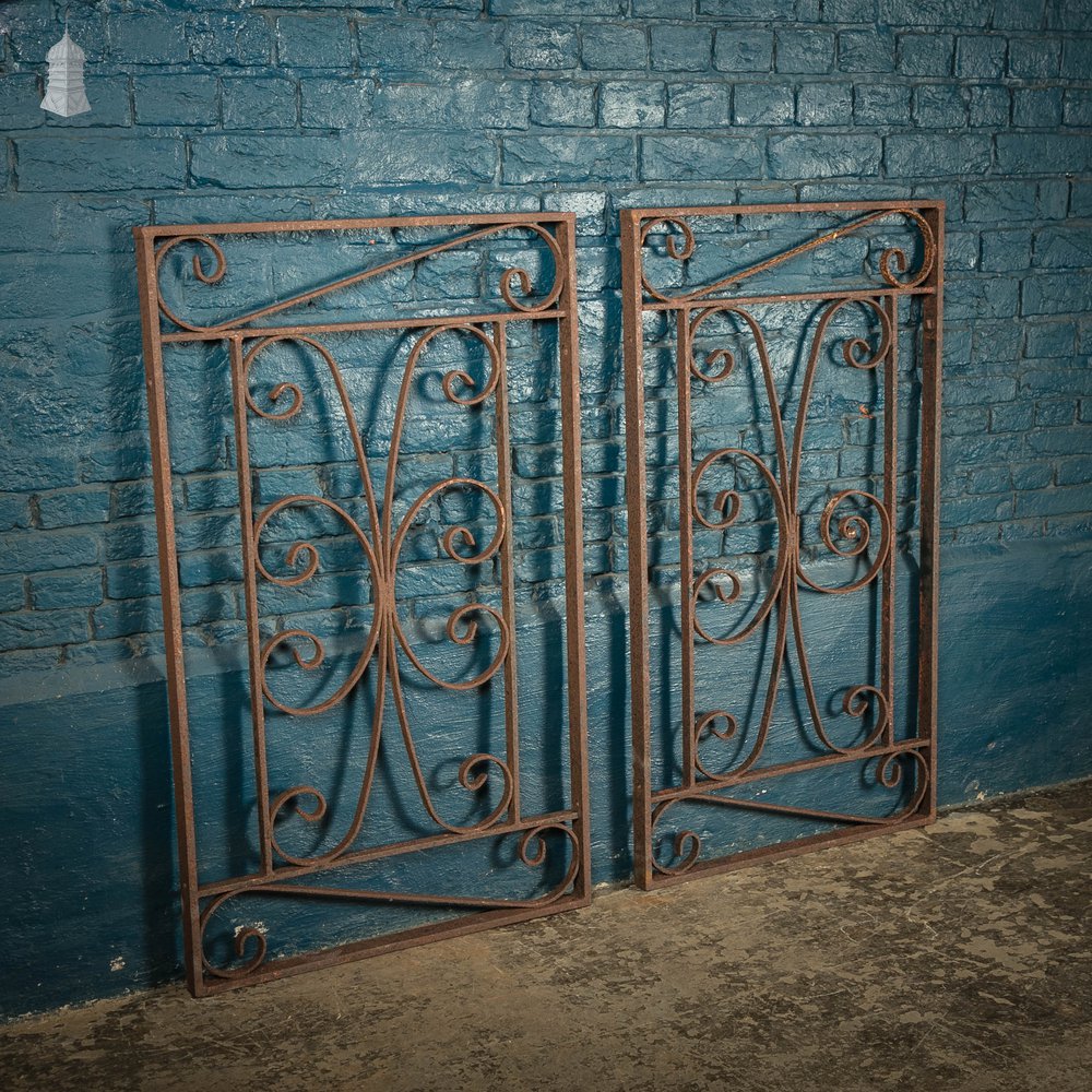 Railing Panels Pair of Wrought Iron Scroll Design Gate Panels