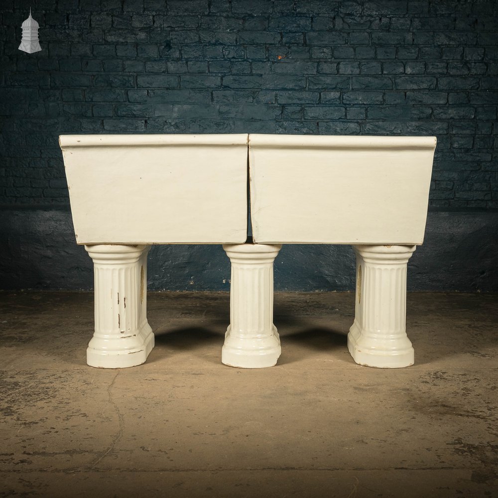 Butler Laundry Sinks, Pair of Georgian Belfast Sinks on 3 Fluted Legs