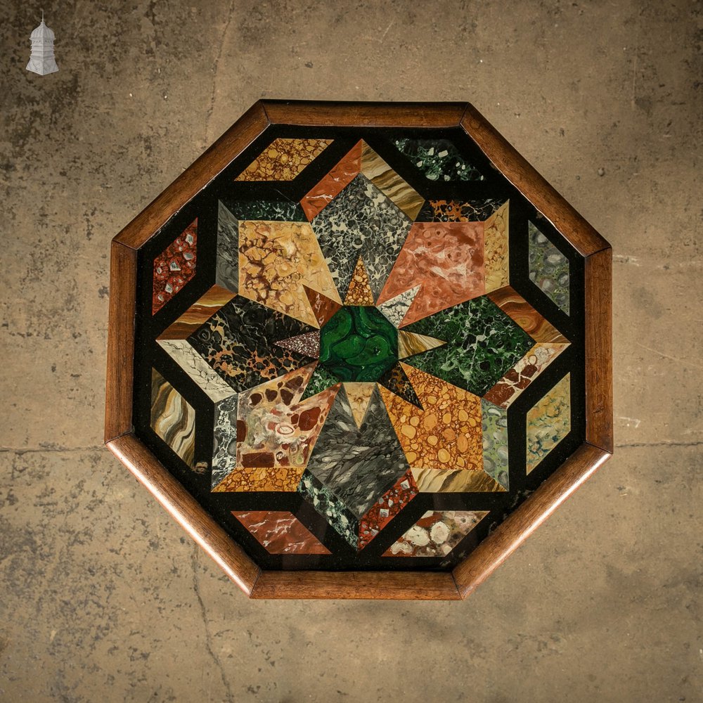 Specimen Table, Hand Painted 19th C Hardwood and Glass