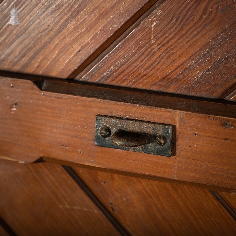 Pitch Pine Church Doors, Pair of Framed Plank Doors with Two Way Hinges