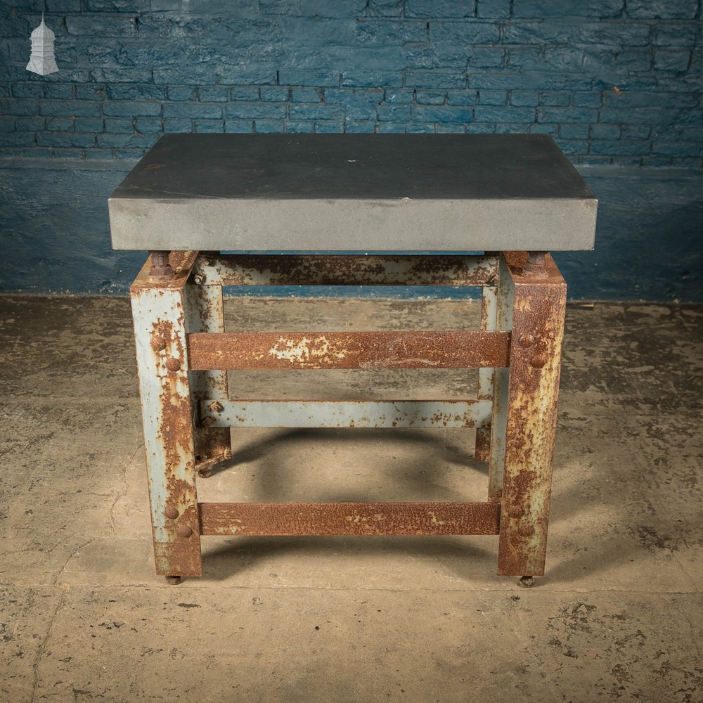 Industrial Surface Table, Granite Top on Angle Iron Base