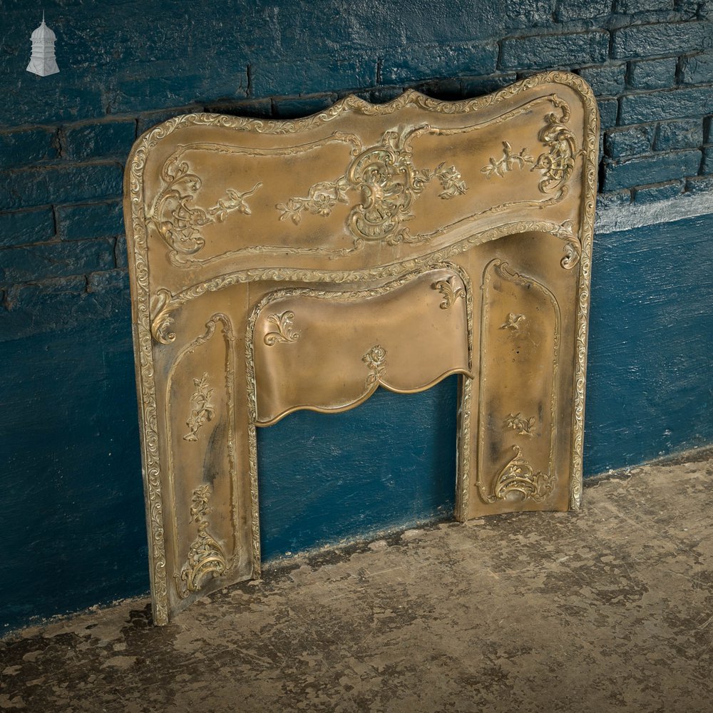 Brass Fireplace Insert, 19th C French Brass Plated