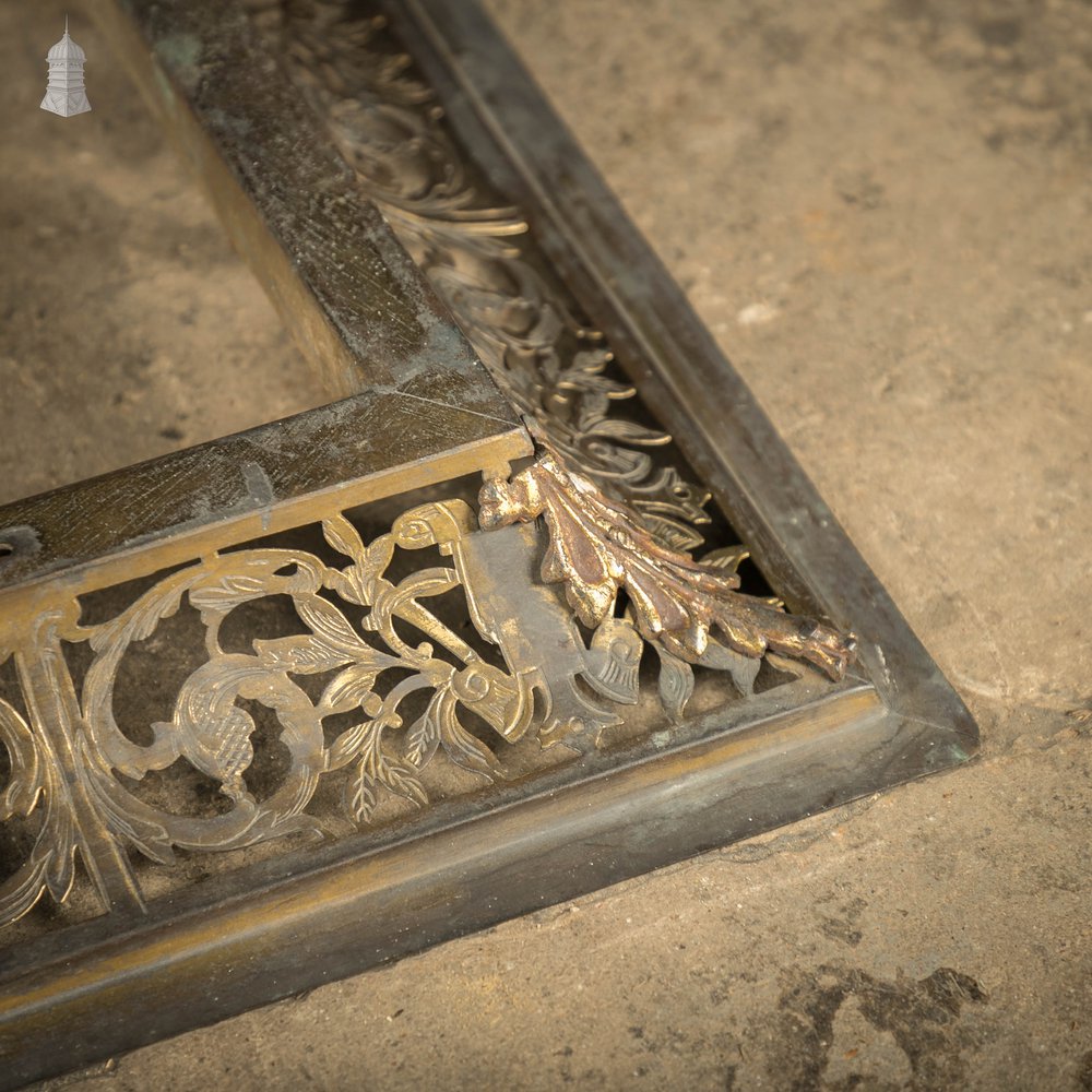 Ornate Fireplace Fender, 19th C Brass Kerb Fender