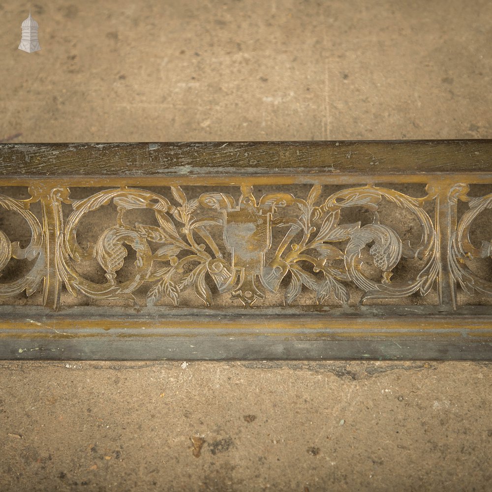 Ornate Fireplace Fender, 19th C Brass Kerb Fender