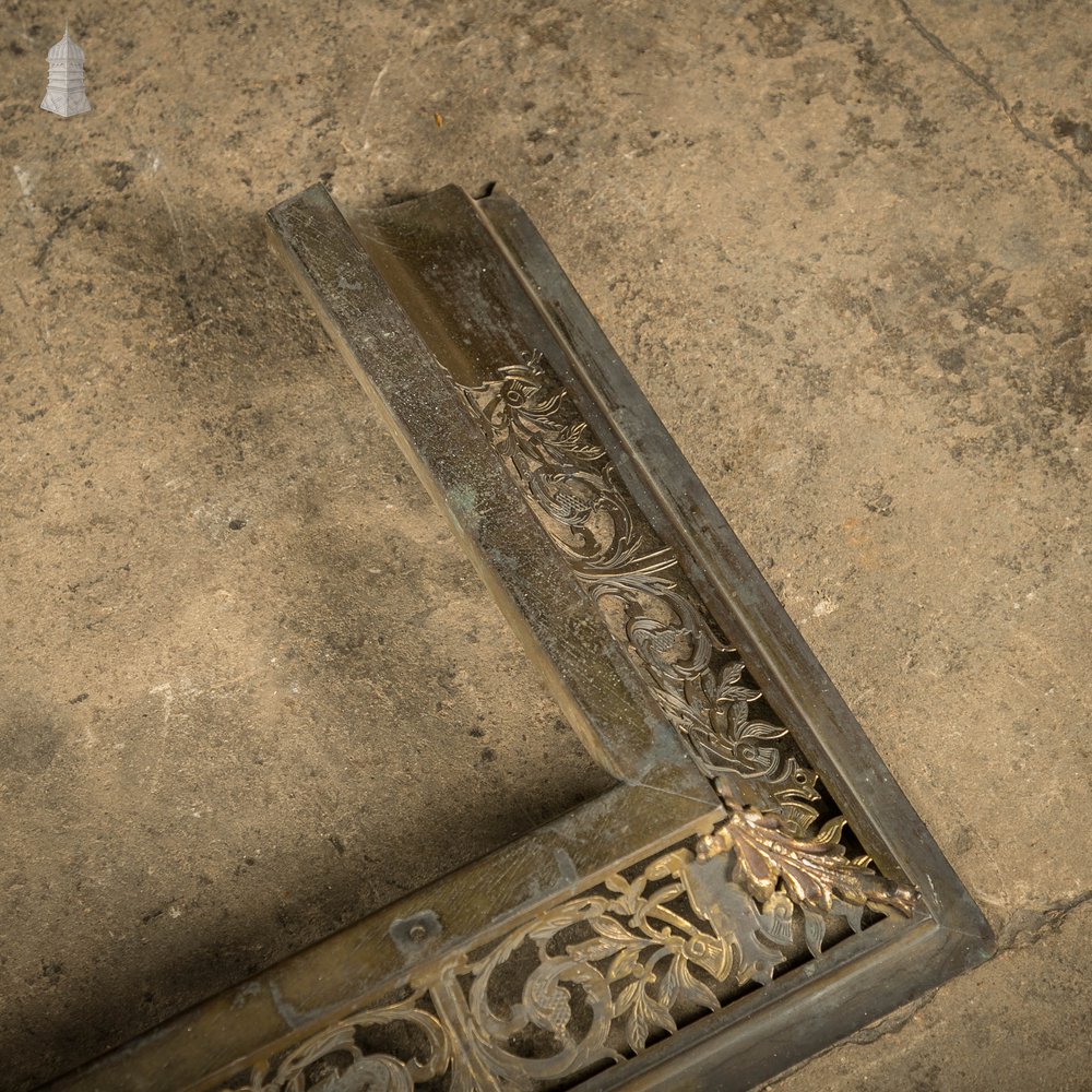 Ornate Fireplace Fender, 19th C Brass Kerb Fender