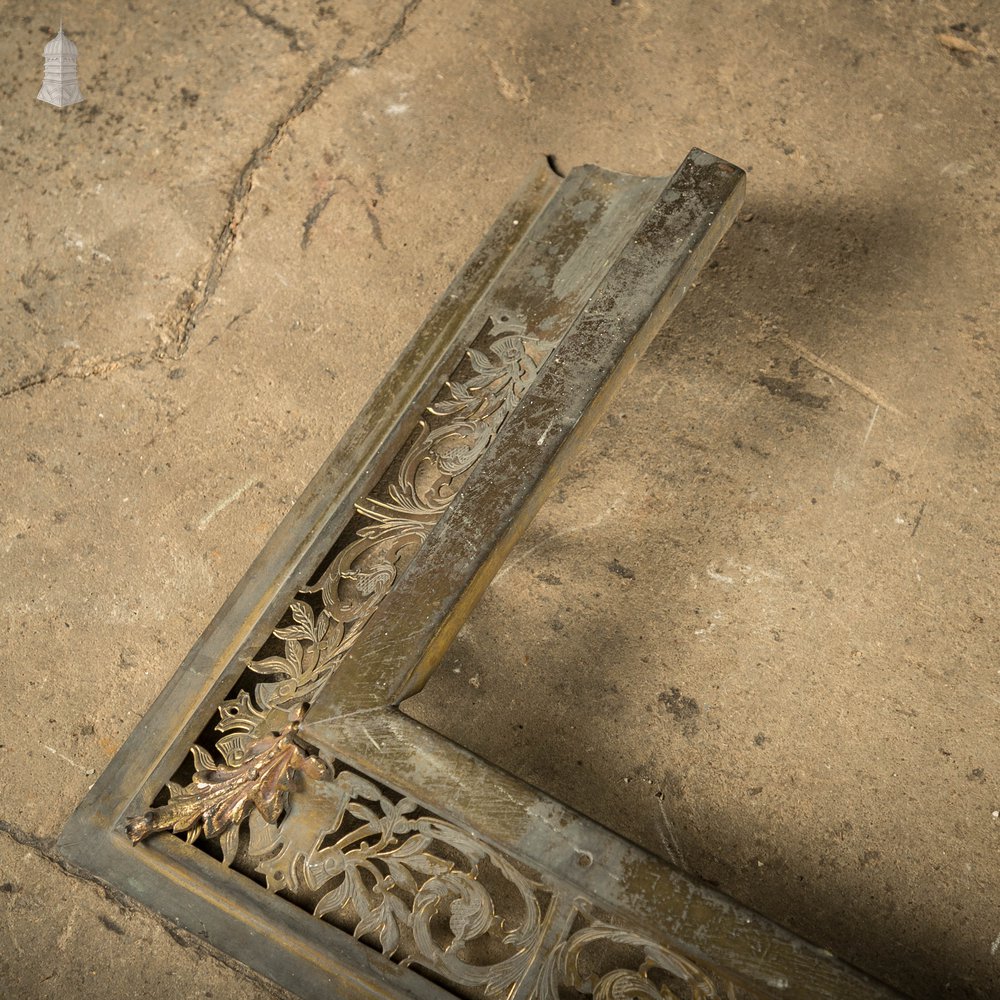 Ornate Fireplace Fender, 19th C Brass Kerb Fender