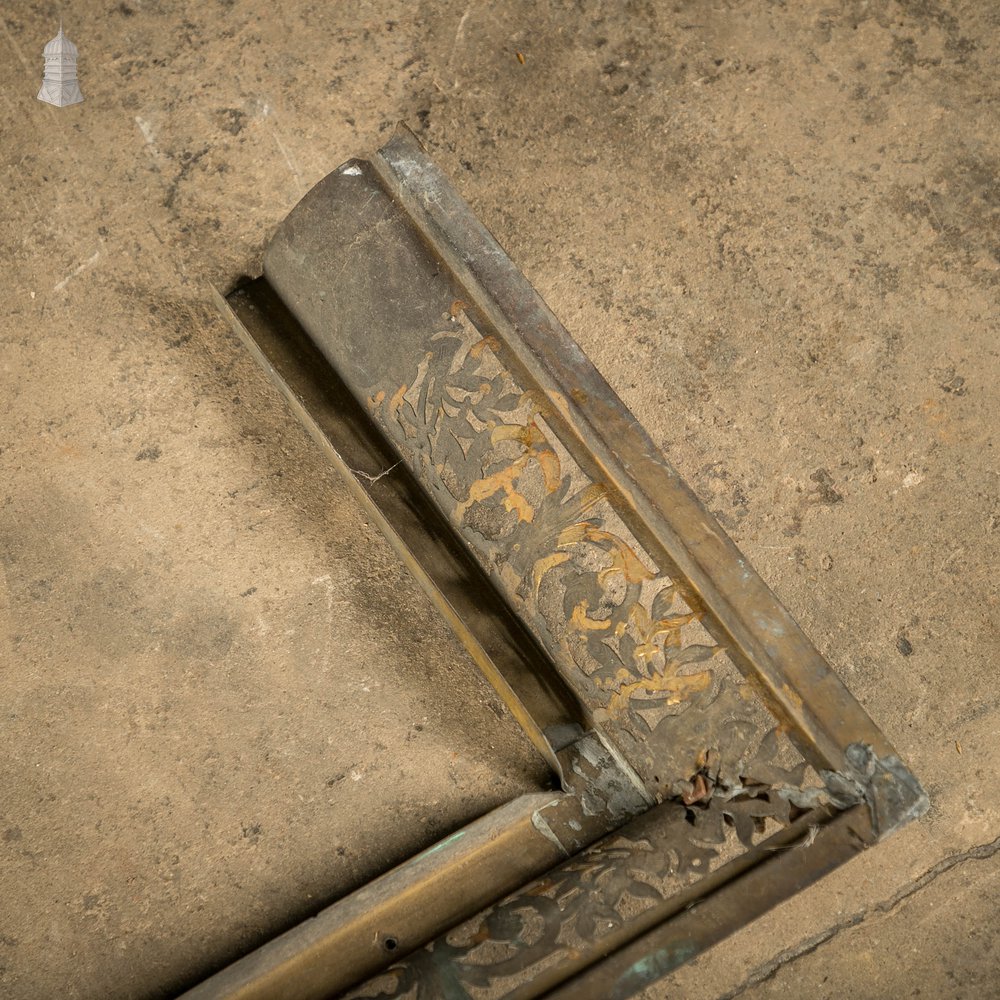 Ornate Fireplace Fender, 19th C Brass Kerb Fender