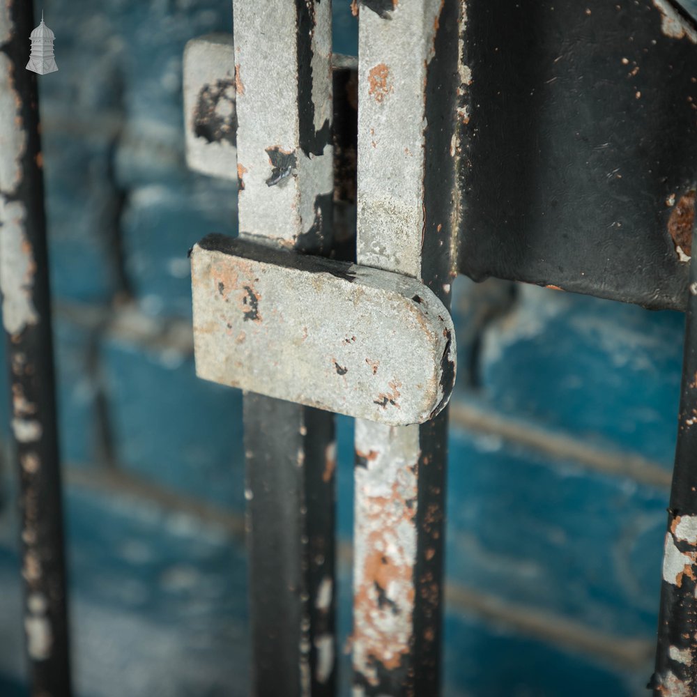 Wrought Iron Driveway Gates, Pair of 20th C Gates with Distressed Painted Finish