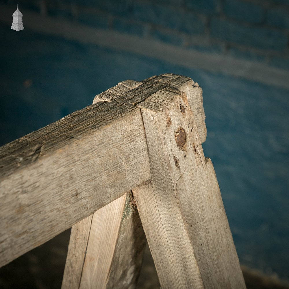 Vintage Wooden Trestles, Pair of Rustic Workshop Trestles