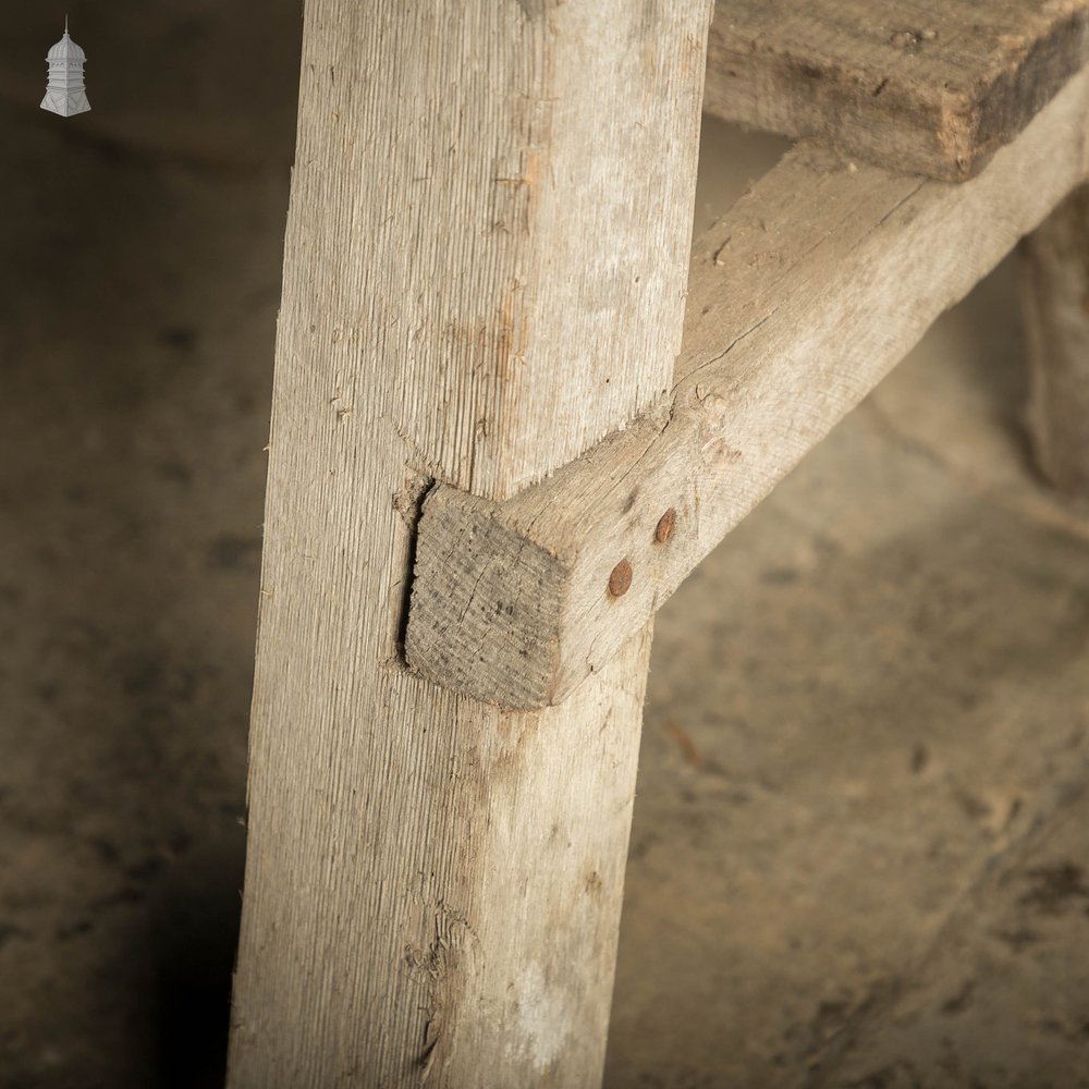 Vintage Wooden Trestles, Pair of Rustic Workshop Trestles