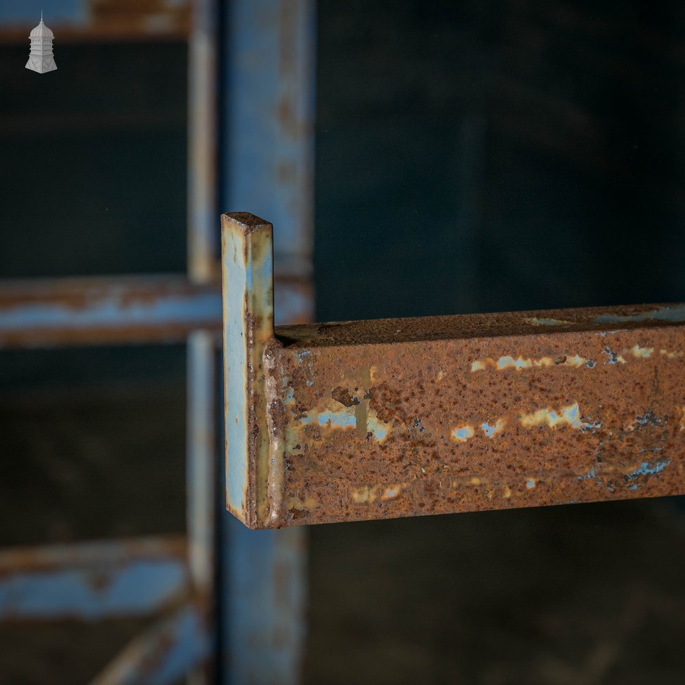 Industrial Pipe Racks, Pair of Blue Painted Cantilever Racks