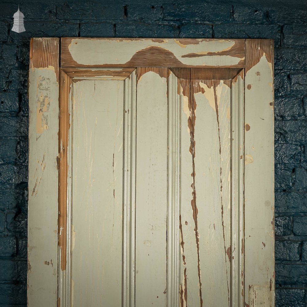 Pine Panelled Door, 4 Moulded Panels Distressed Paint Finish