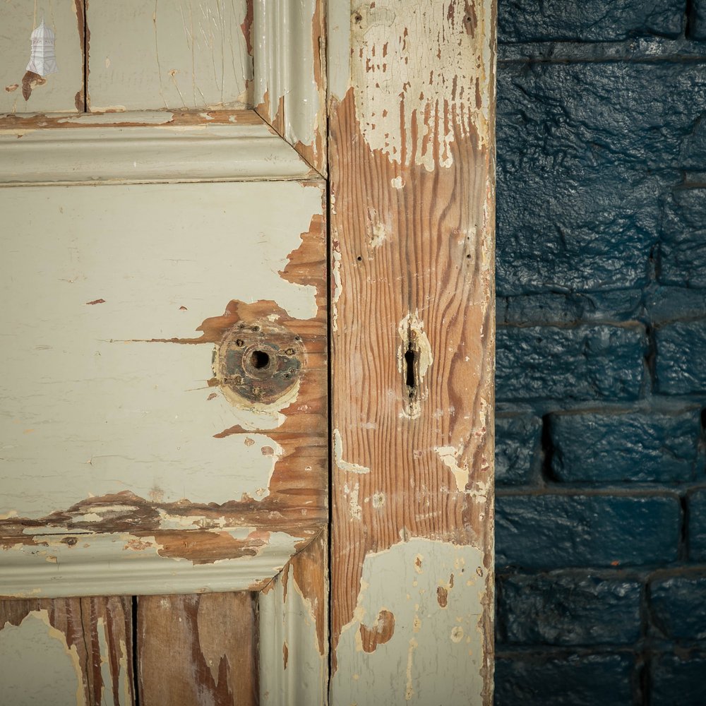 Pine Panelled Door, 4 Moulded Panels Distressed Paint Finish