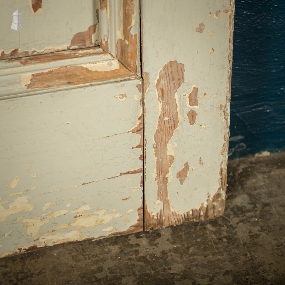 Pine Panelled Door, 4 Moulded Panels Distressed Paint Finish