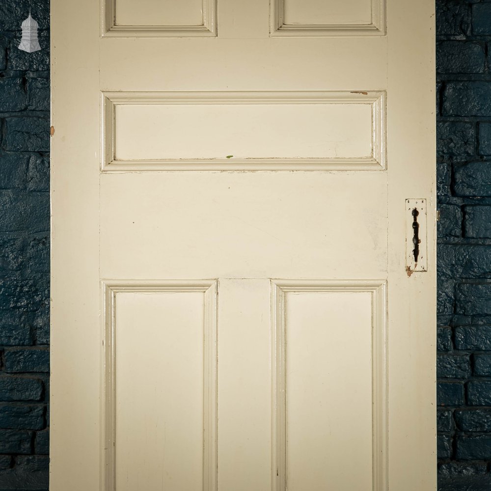 Pine Panelled Door, Moulded 5 Panel Door With White Painted Finish