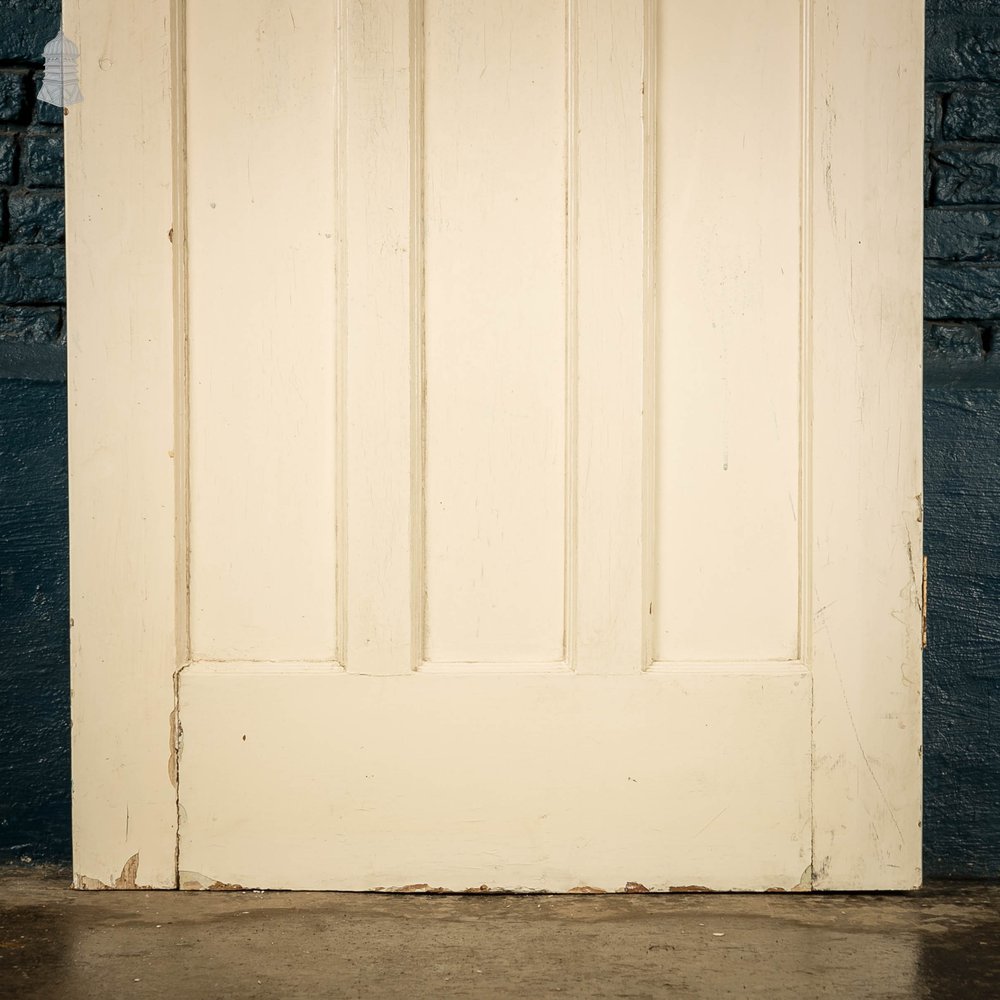 Half Glazed Door, 4 Panel Pine 1930’s Style Fitted With Leaded Cross Reeded Glass