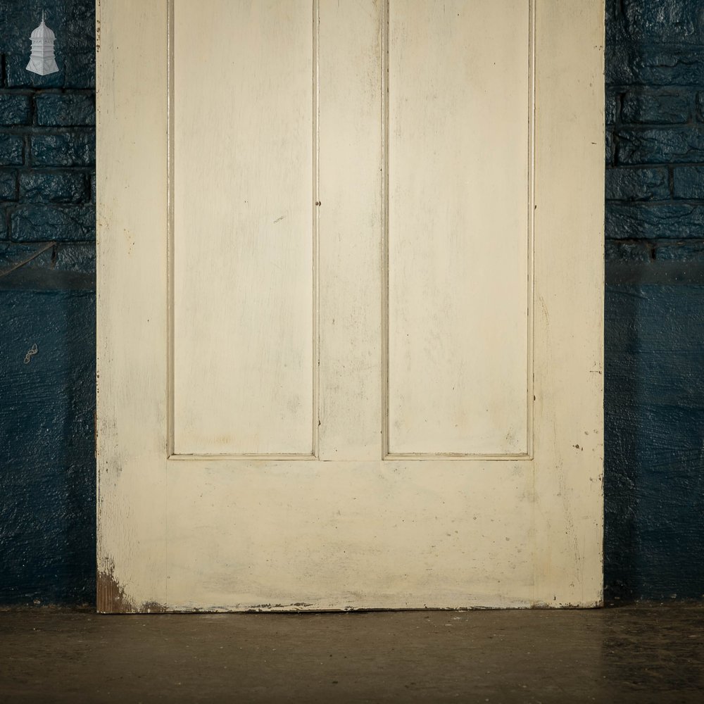 Pitch Pine Panelled Door, 4 White Painted Moulded Panels