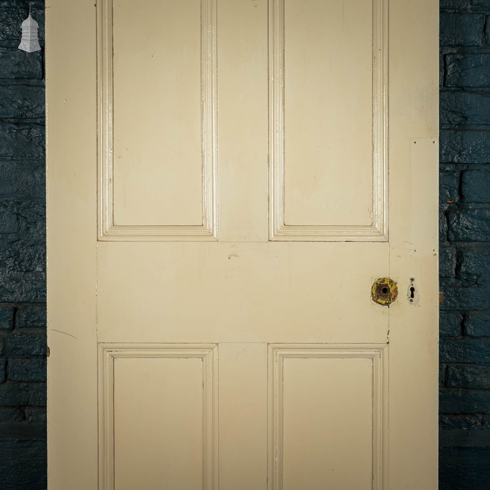 Pine Panelled Door, Moulded 6 Panel, White and Black Painted Finish