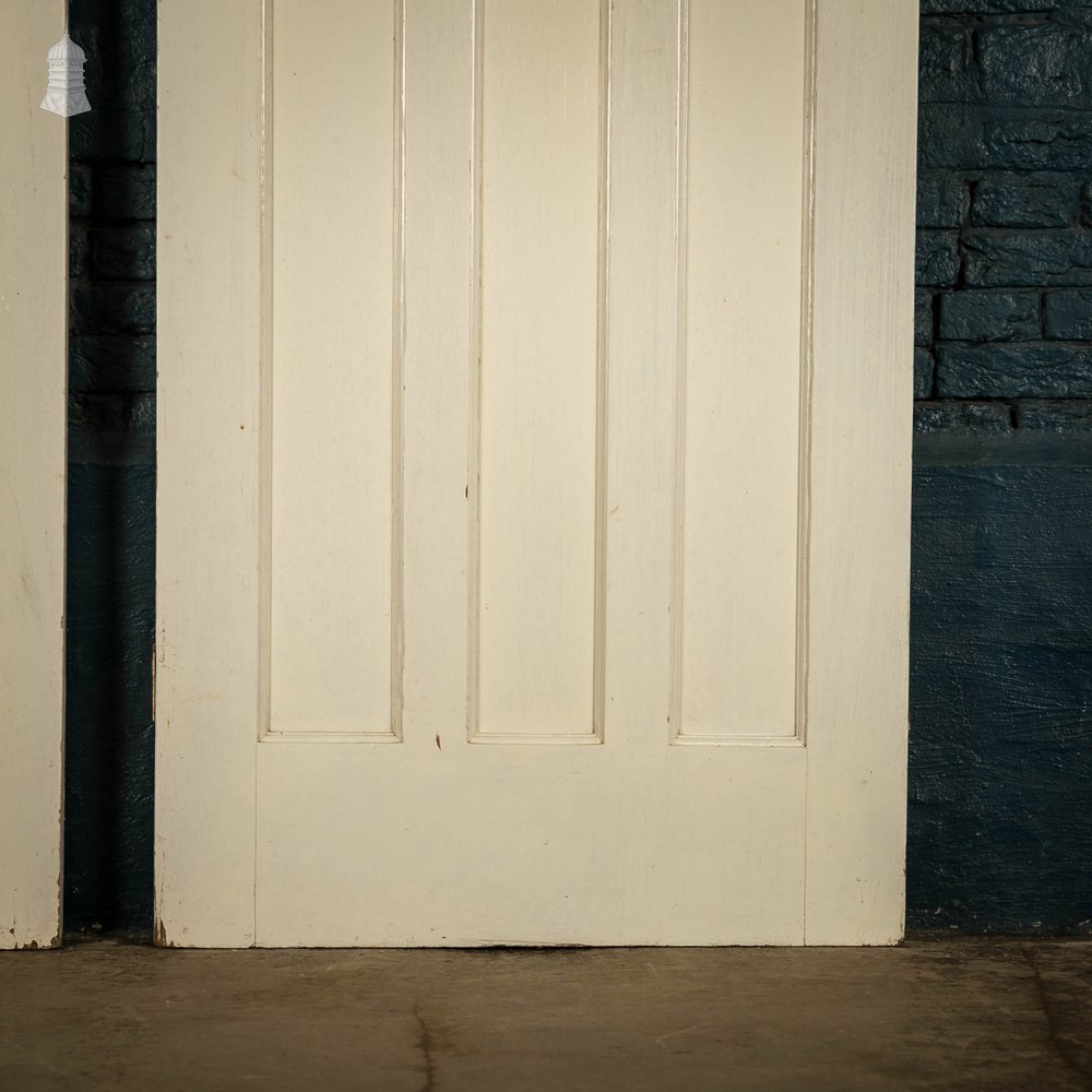 Pine Panelled Doors, Pair of 4 Panel White Painted Doors