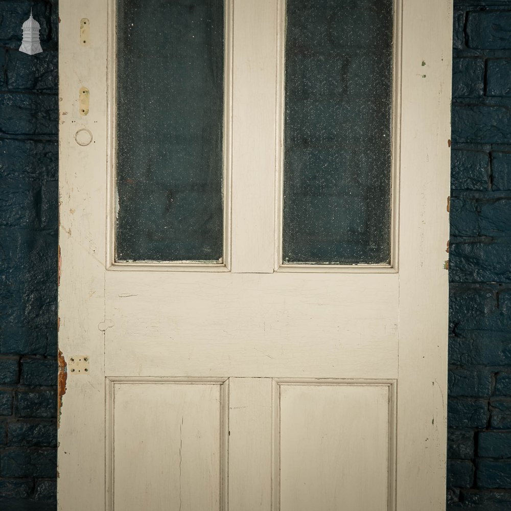 Half Glazed Door, 4 Panel Pine White Painted fitted with Textured Glazing