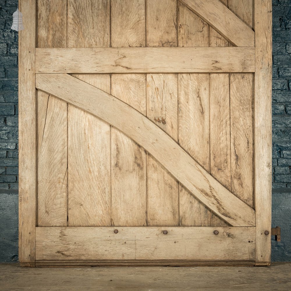 Ledged and Braced Door, Black Painted Oak with Wrought Iron Hinges