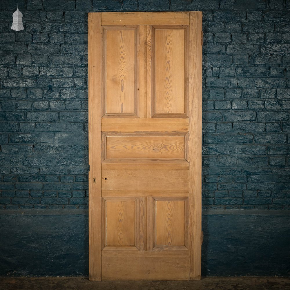 Pitch Pine Panelled Door, 5 Moulded Panel Victorian Style