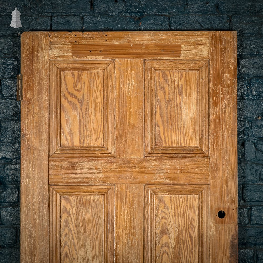 Pitch Pine Panelled Door, 6 Moulded Panel