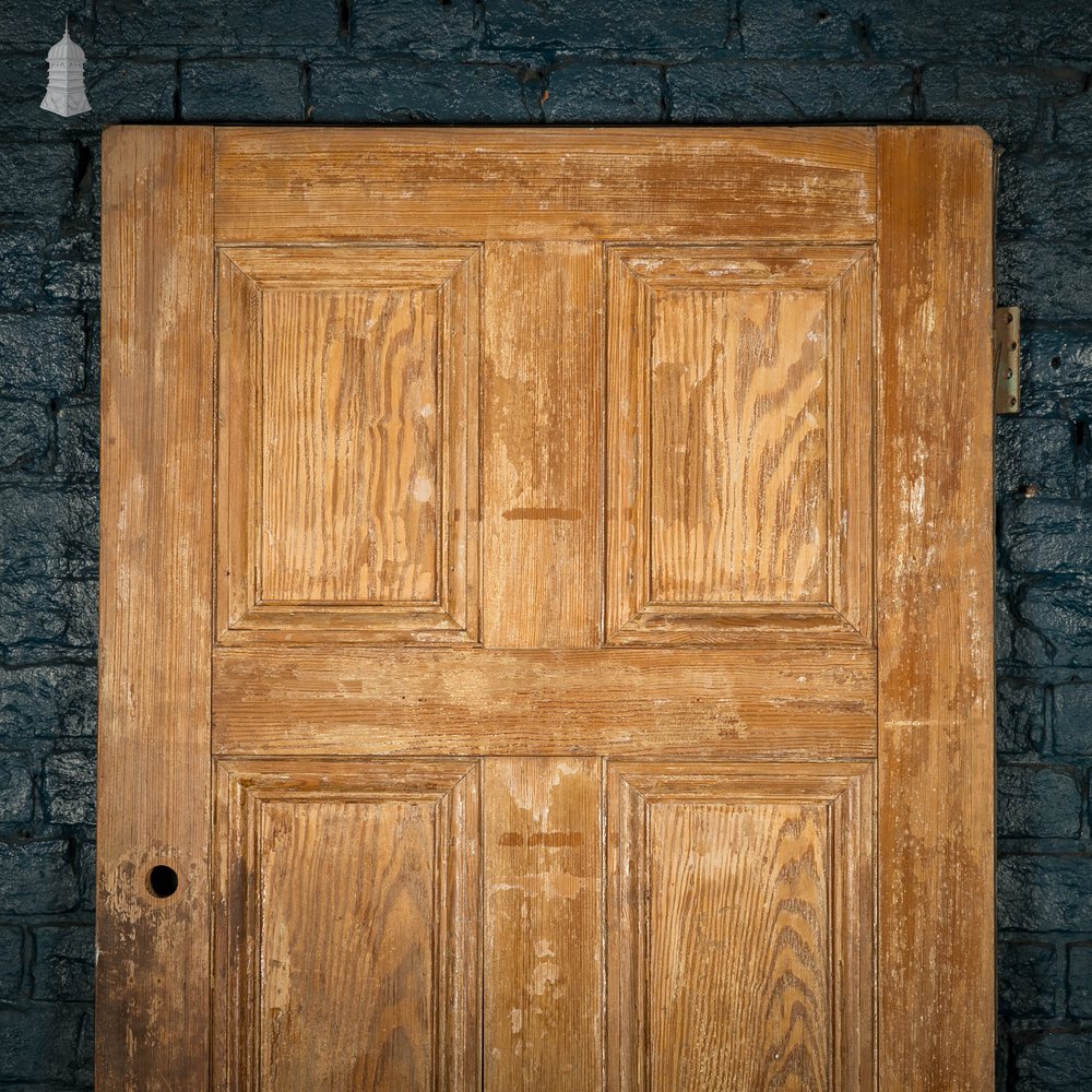 Pitch Pine Panelled Door, 6 Moulded Panel