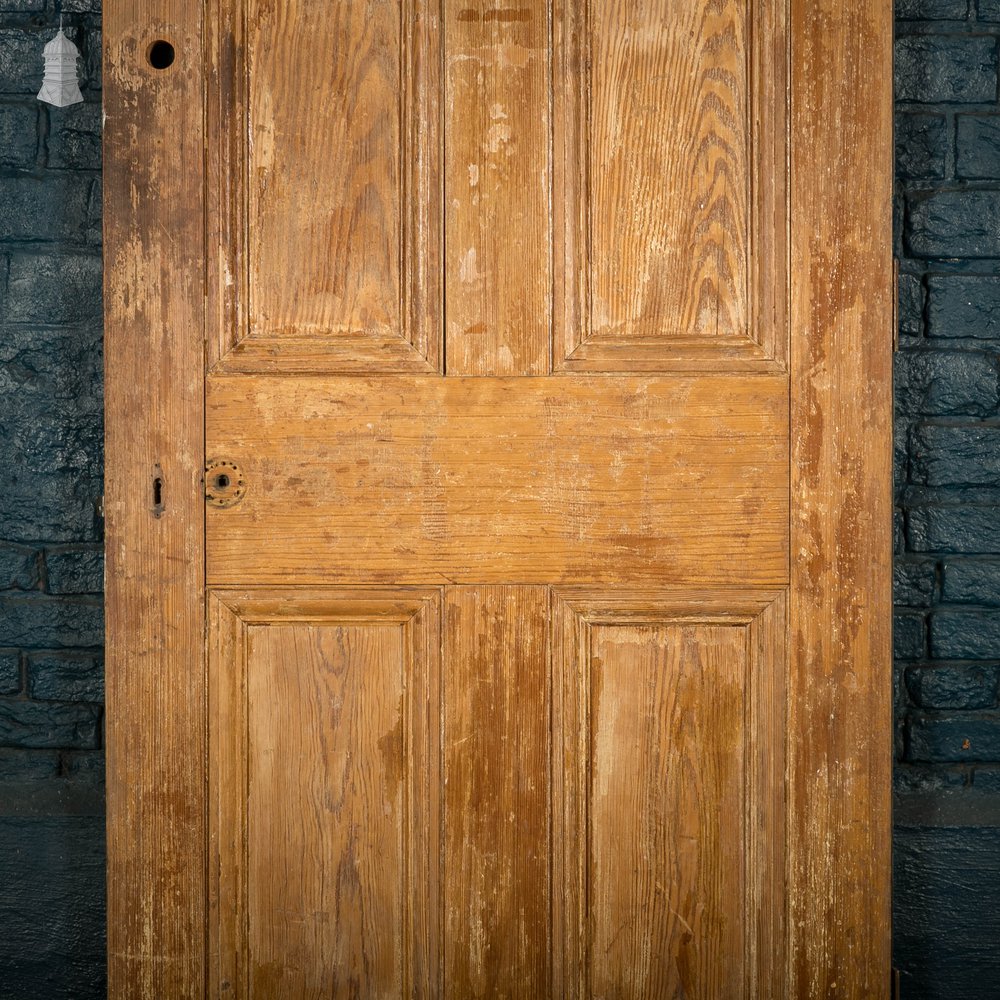 Pitch Pine Panelled Door, 6 Moulded Panel