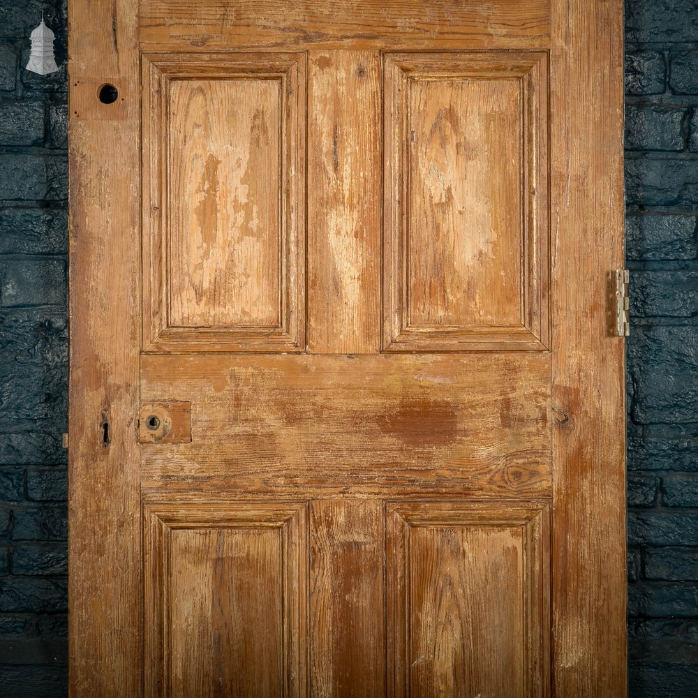 Pitch Pine Panelled Door, Victorian Style, 6 Moulded Panel