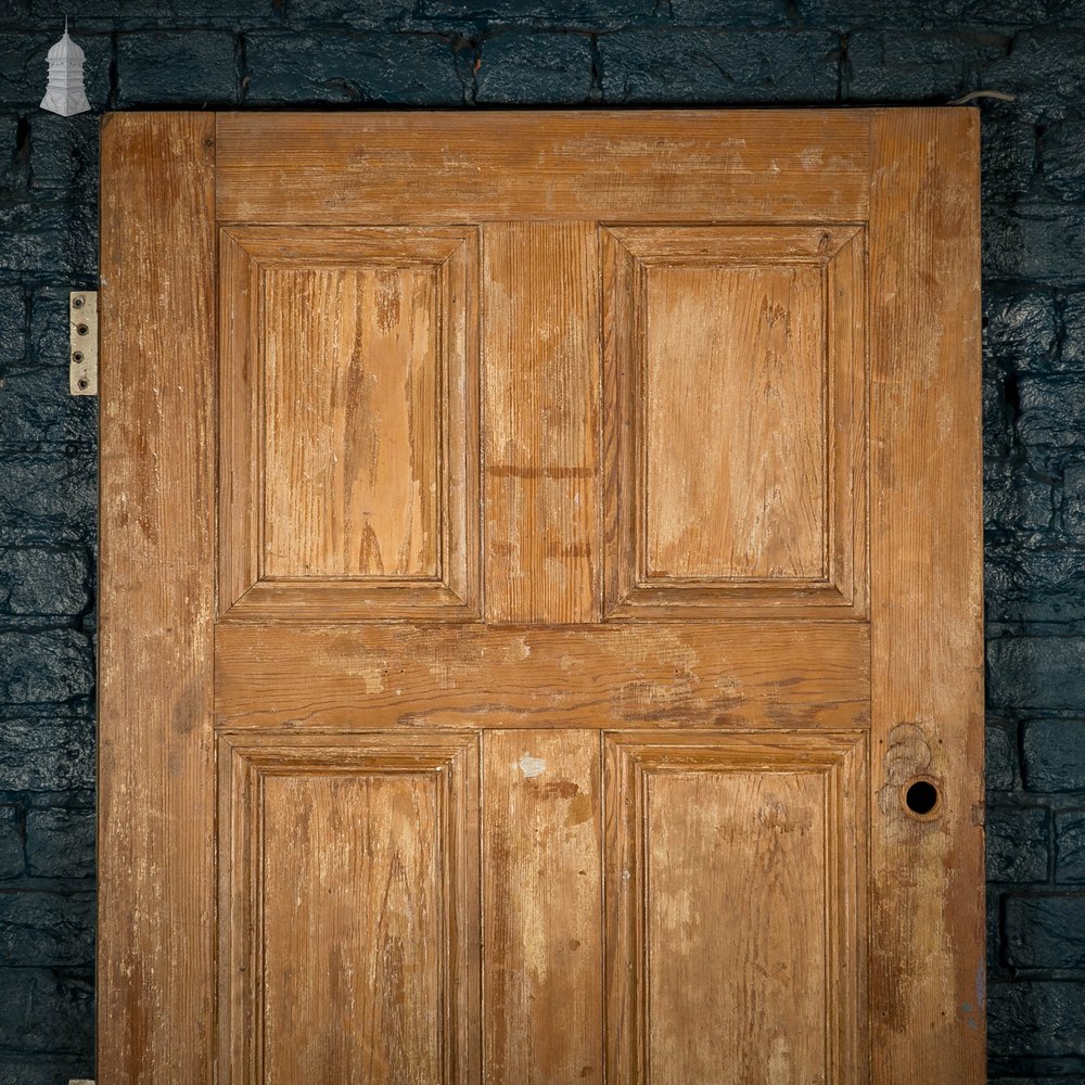 Pitch Pine Panelled Door, Victorian Style, 6 Moulded Panel