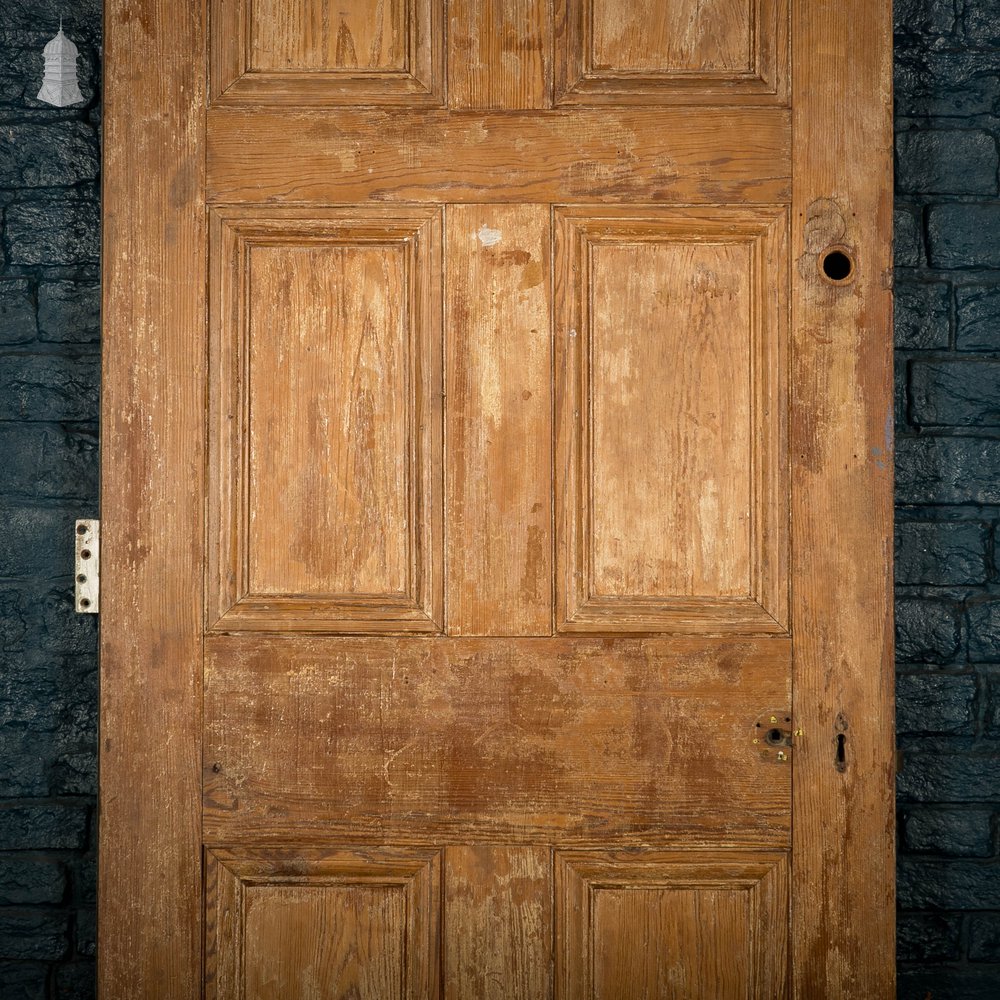 Pitch Pine Panelled Door, Victorian Style, 6 Moulded Panel