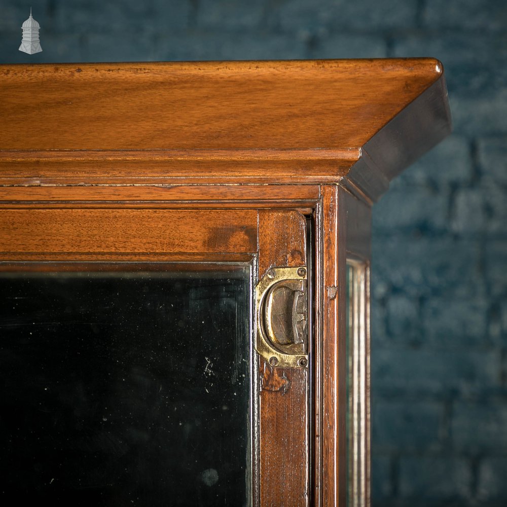 Museum Display Cabinet, 19th C Mahogany with Sliding Door and Mirrored Back