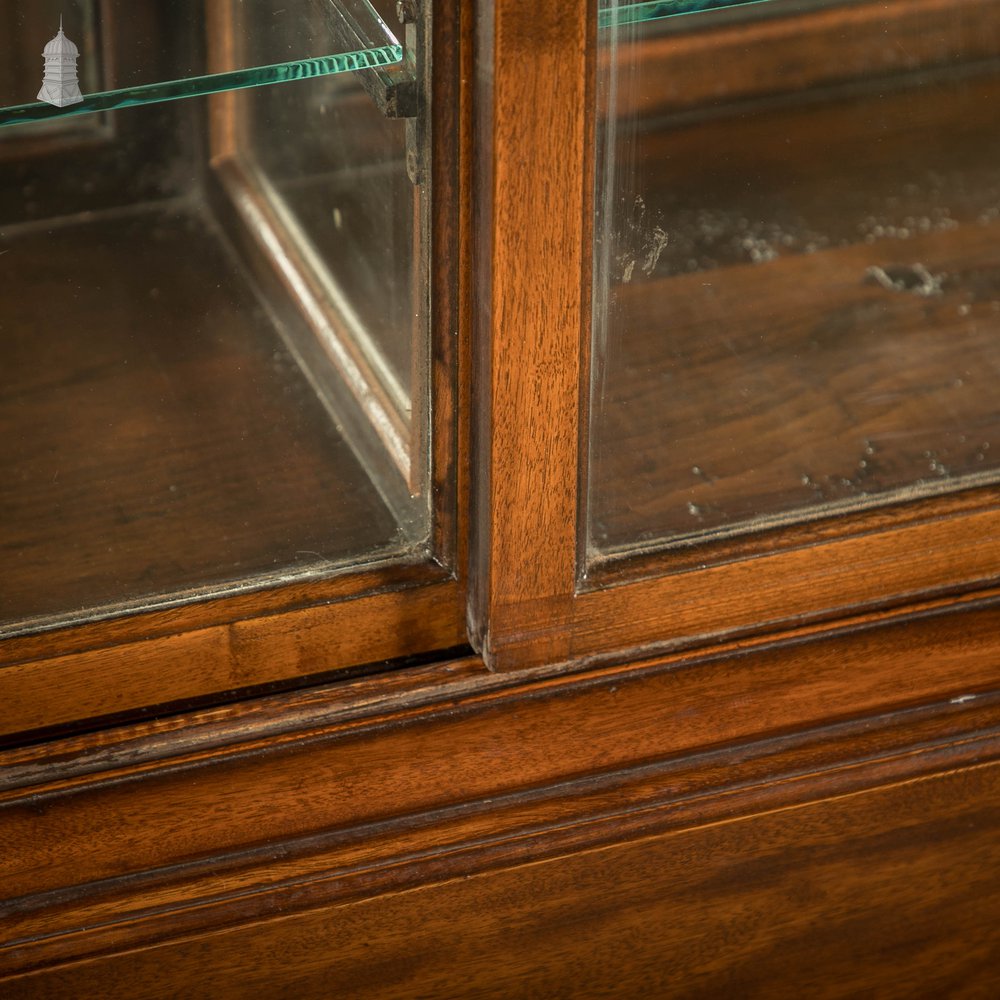 Museum Display Cabinet, 19th C Mahogany with Sliding Door and Mirrored Back