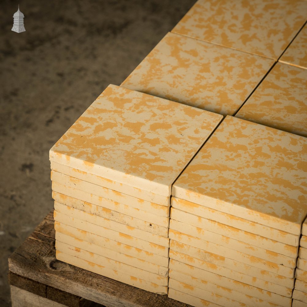 Patterned Decorative Tiles, Late 20th C Jasba Tiles Yellow and Cream Mottled Design, Batch of 309 – 6.9 Square Metres