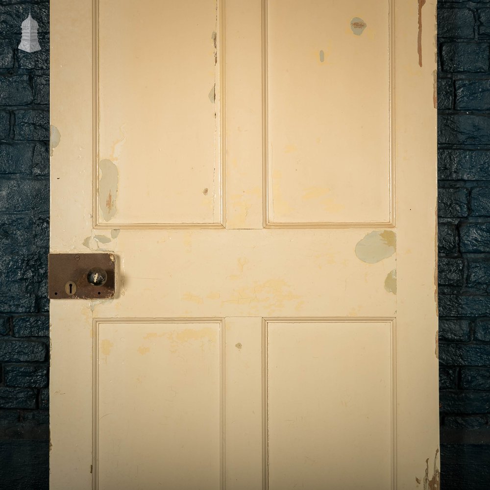 Pine Panelled Door, 4 Panel Cracked White Paint Finish