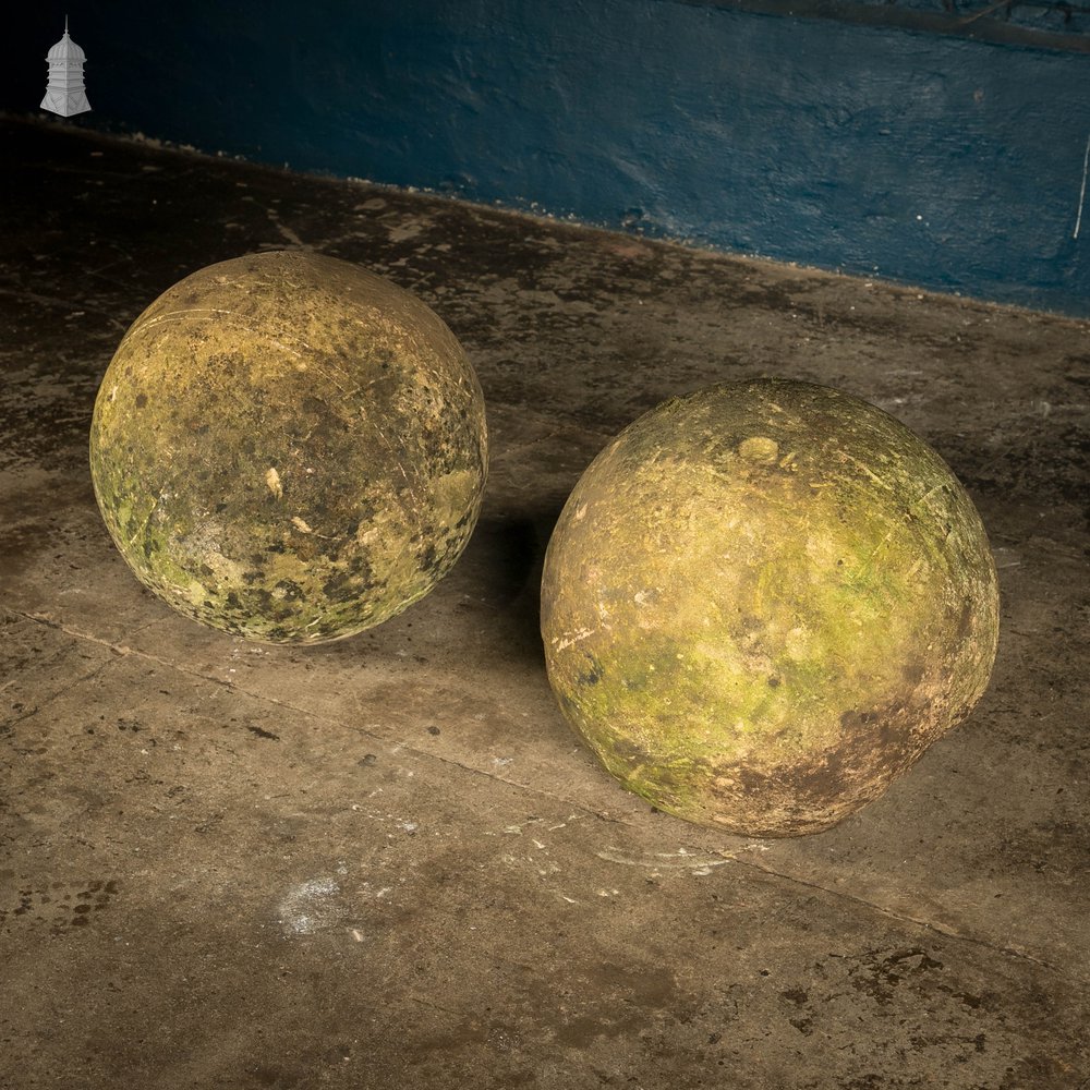 Decorative Stone Balls, Pair of Large Georgian Stone Spheres