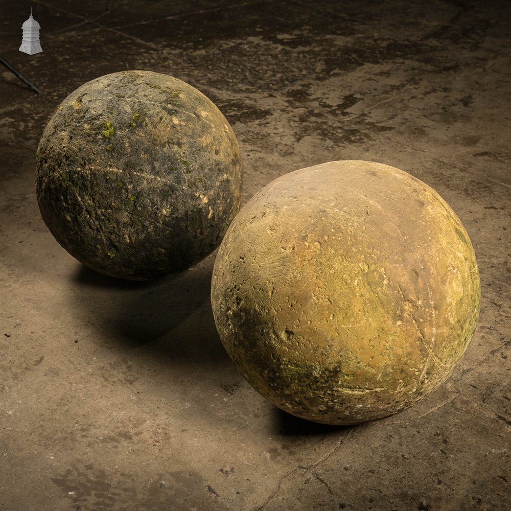 Decorative Stone Balls, Pair of Large Georgian Stone Spheres