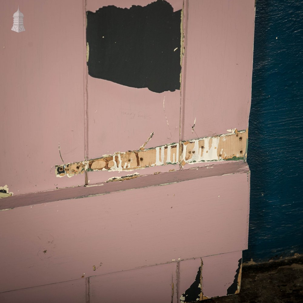 Ledged Plank Door, White and Pink Painted Pine